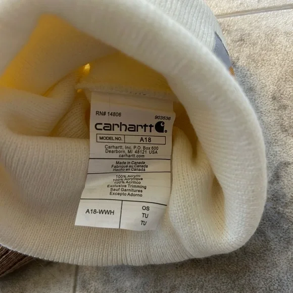 Carhartt Cream Cuffed Beanie & Wild Fable Brown Ribbed Beanie Set - Picture 3 of 4